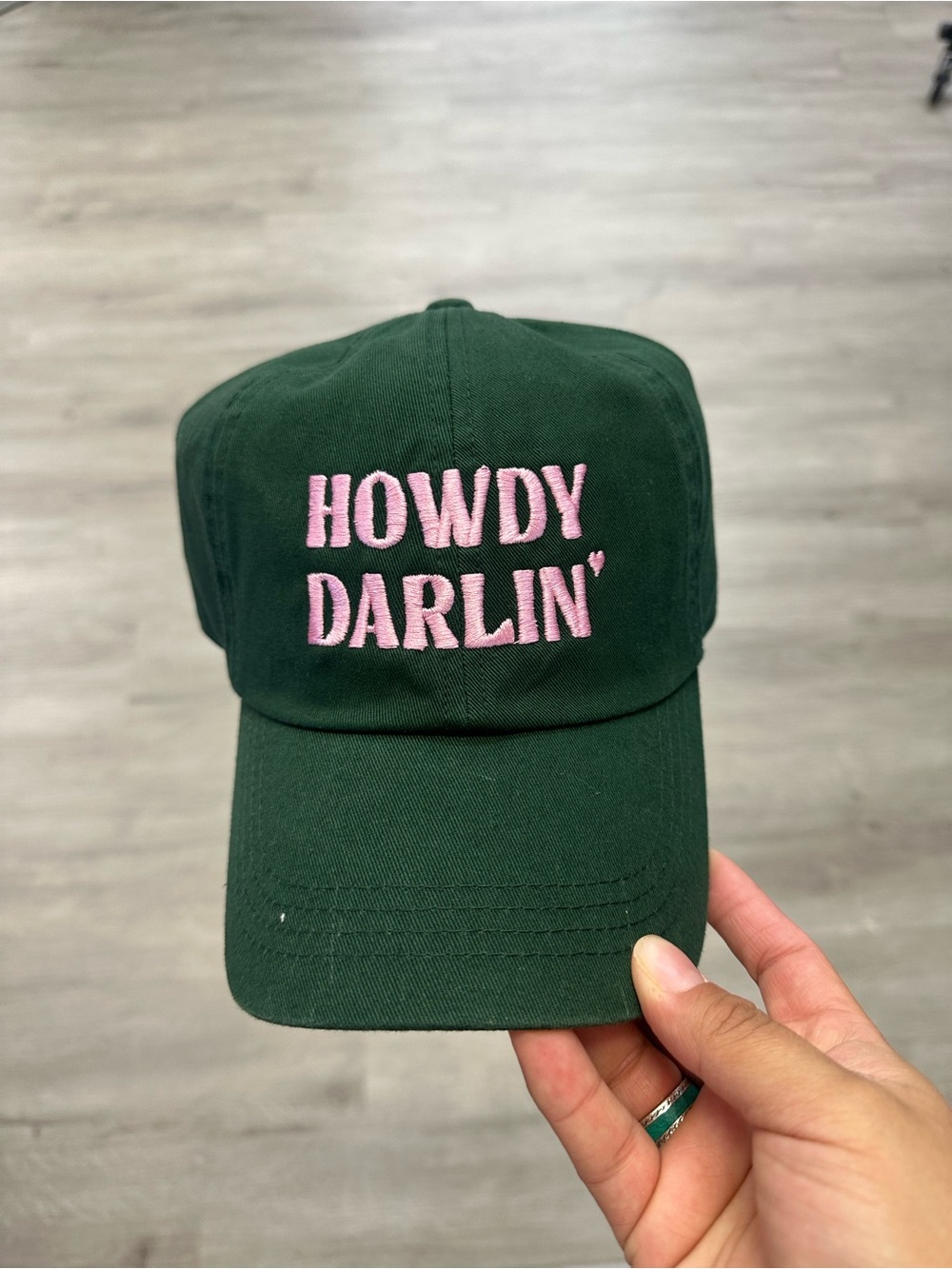 Green 'Howdy Darlin'' Embroidered Baseball Cap